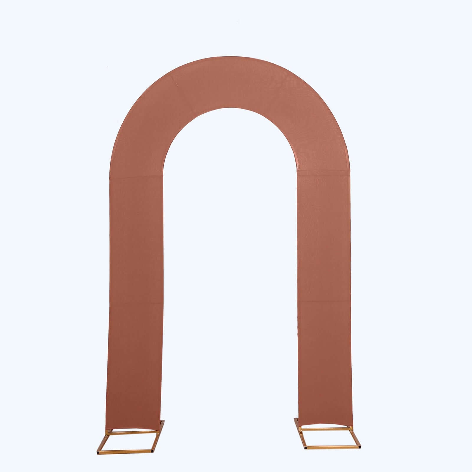 8ft Terracotta (Rust) Spandex Fitted Open Arch Wedding Arch Cover, Double - Sided U - Shaped Backdrop Slipcover - Bell Racket Store