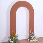 8ft Terracotta (Rust) Spandex Fitted Open Arch Wedding Arch Cover, Double - Sided U - Shaped Backdrop Slipcover - Bell Racket Store