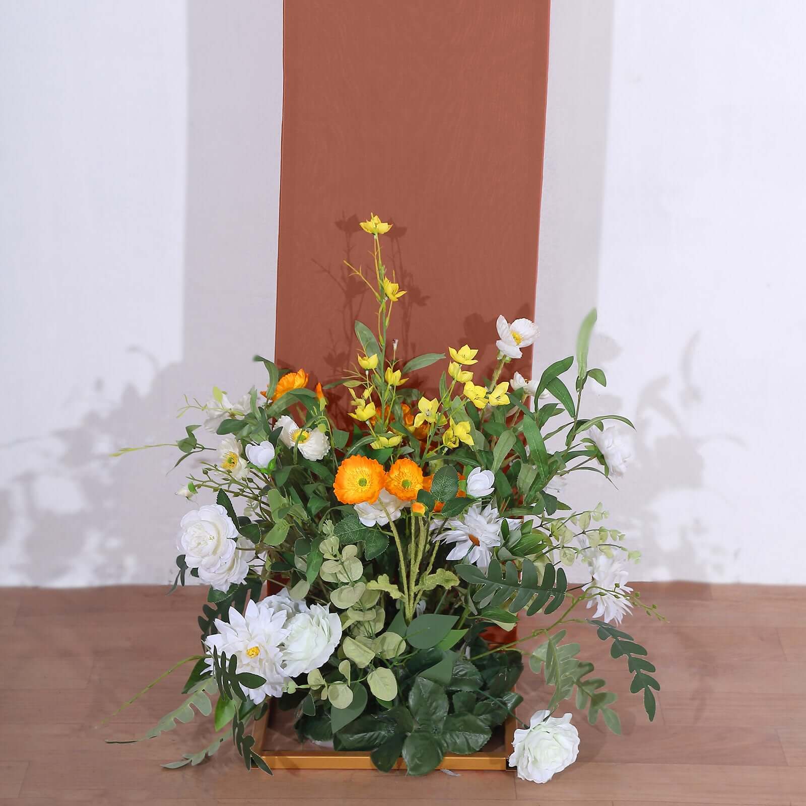 8ft Terracotta (Rust) Spandex Fitted Open Arch Wedding Arch Cover, Double - Sided U - Shaped Backdrop Slipcover - Bell Racket Store