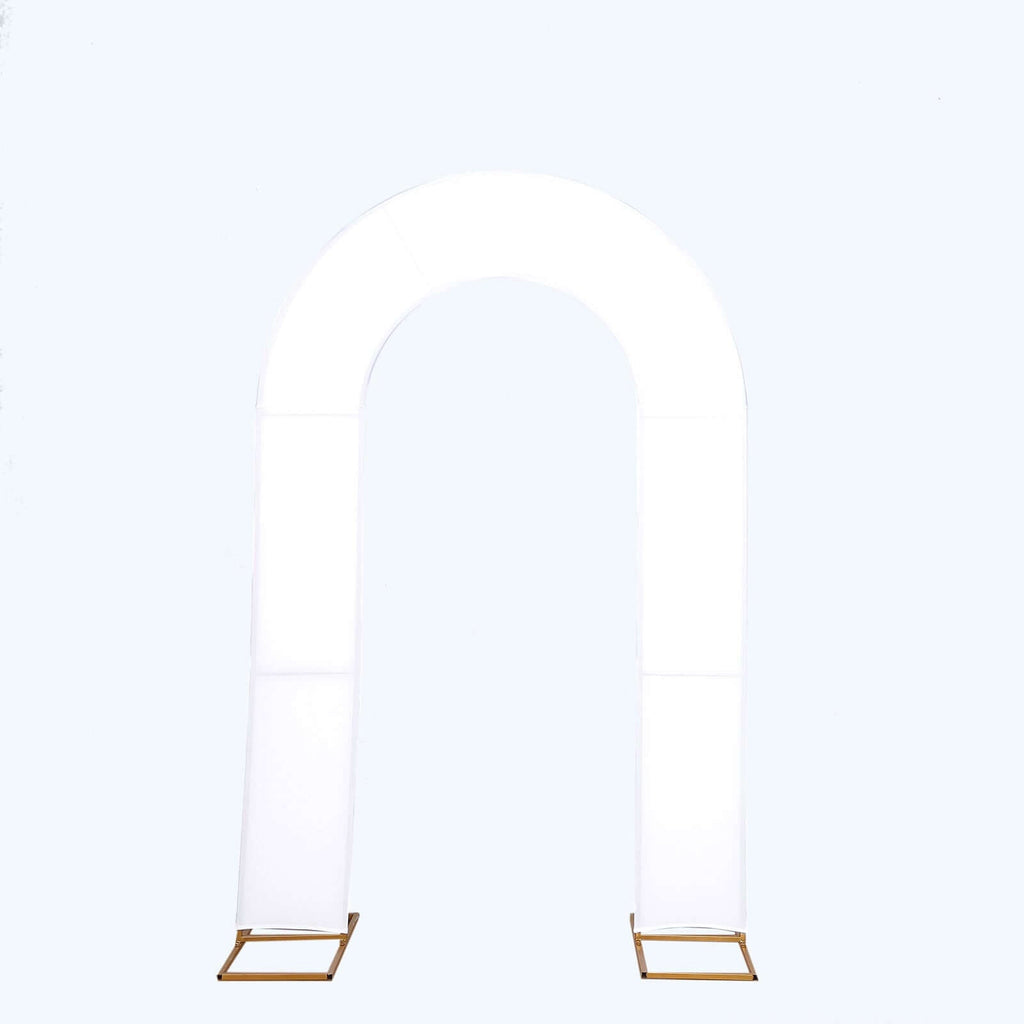 8ft White Spandex Fitted Open Arch Wedding Arch Cover, Double - Sided U - Shaped Backdrop Slipcover - Bell Racket Store
