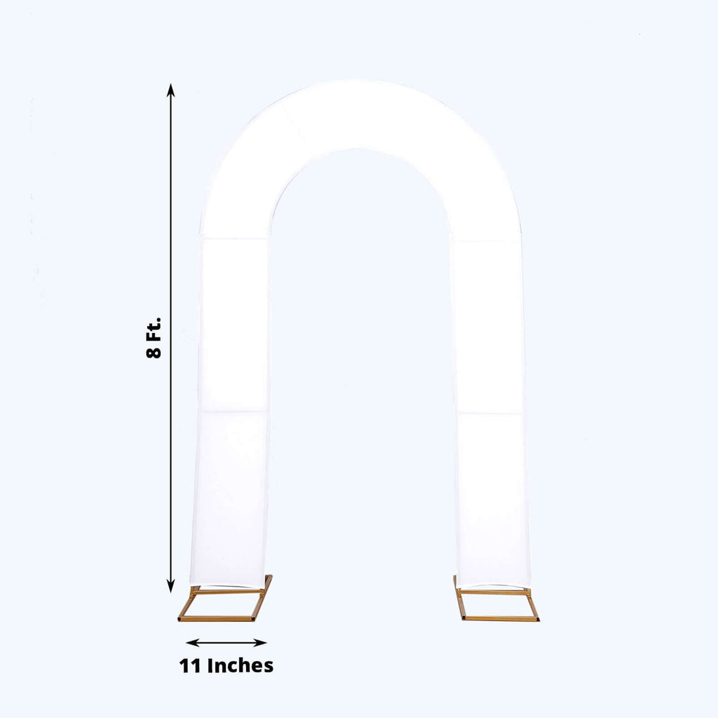 8ft White Spandex Fitted Open Arch Wedding Arch Cover, Double - Sided U - Shaped Backdrop Slipcover - Bell Racket Store