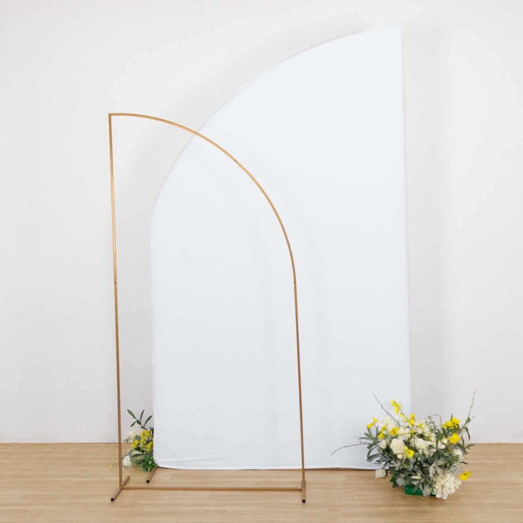 8ft White Spandex Fitted Wedding Arch Cover For Half Moon Top Chiara Backdrop Stand - Bell Racket Store