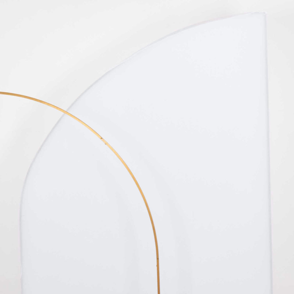 8ft White Spandex Fitted Wedding Arch Cover For Half Moon Top Chiara Backdrop Stand - Bell Racket Store