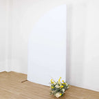 8ft White Spandex Fitted Wedding Arch Cover For Half Moon Top Chiara Backdrop Stand - Bell Racket Store