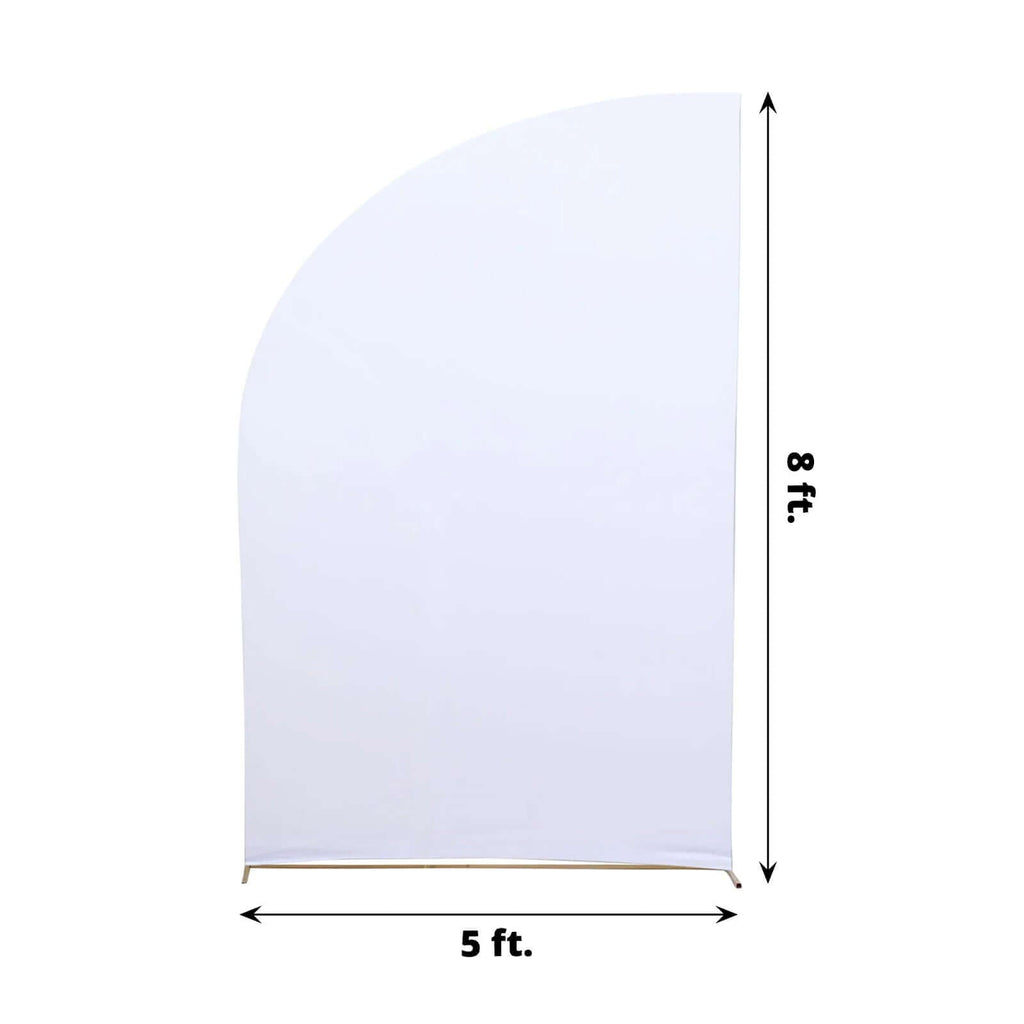 8ft White Spandex Fitted Wedding Arch Cover For Half Moon Top Chiara Backdrop Stand - Bell Racket Store