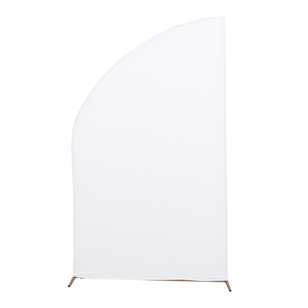 8ft White Spandex Fitted Wedding Arch Cover For Half Moon Top Chiara Backdrop Stand - Bell Racket Store