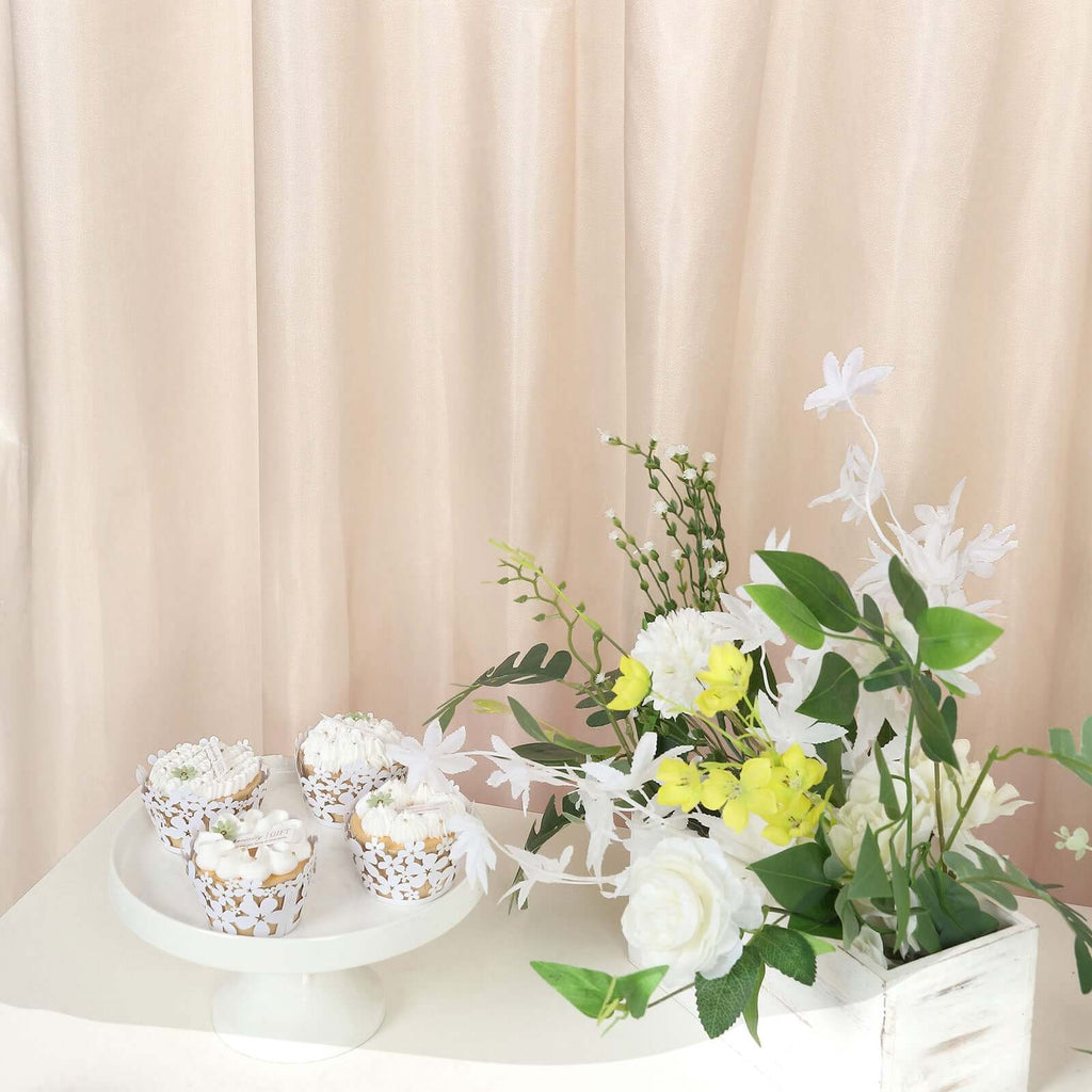 8ftx10ft Beige Satin Event Curtain Drapes, Backdrop Event Panel - Bell Racket Store