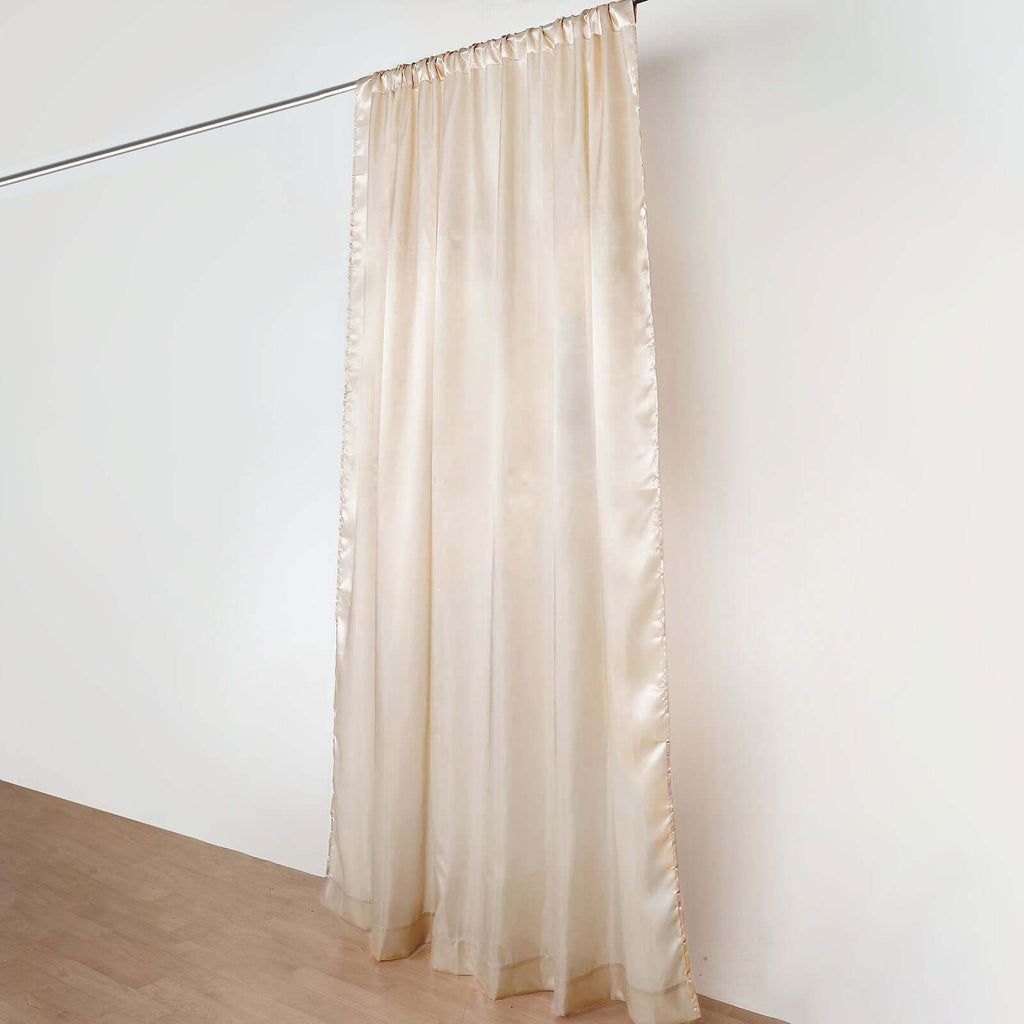 8ftx10ft Beige Satin Event Curtain Drapes, Backdrop Event Panel - Bell Racket Store
