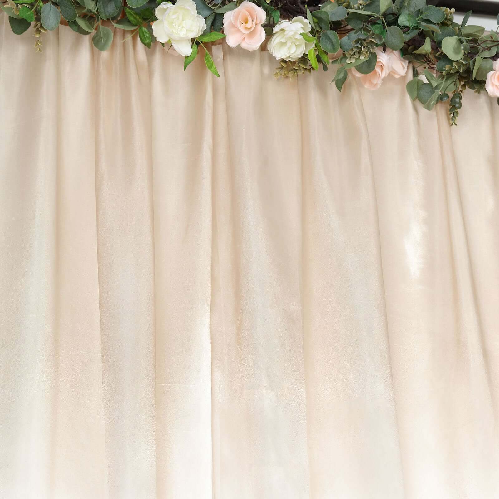 8ftx10ft Beige Satin Event Curtain Drapes, Backdrop Event Panel - Bell Racket Store
