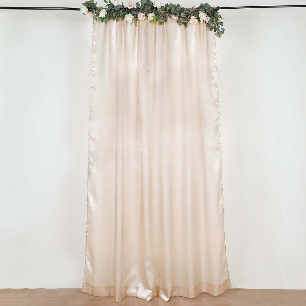 8ftx10ft Beige Satin Event Curtain Drapes, Backdrop Event Panel - Bell Racket Store