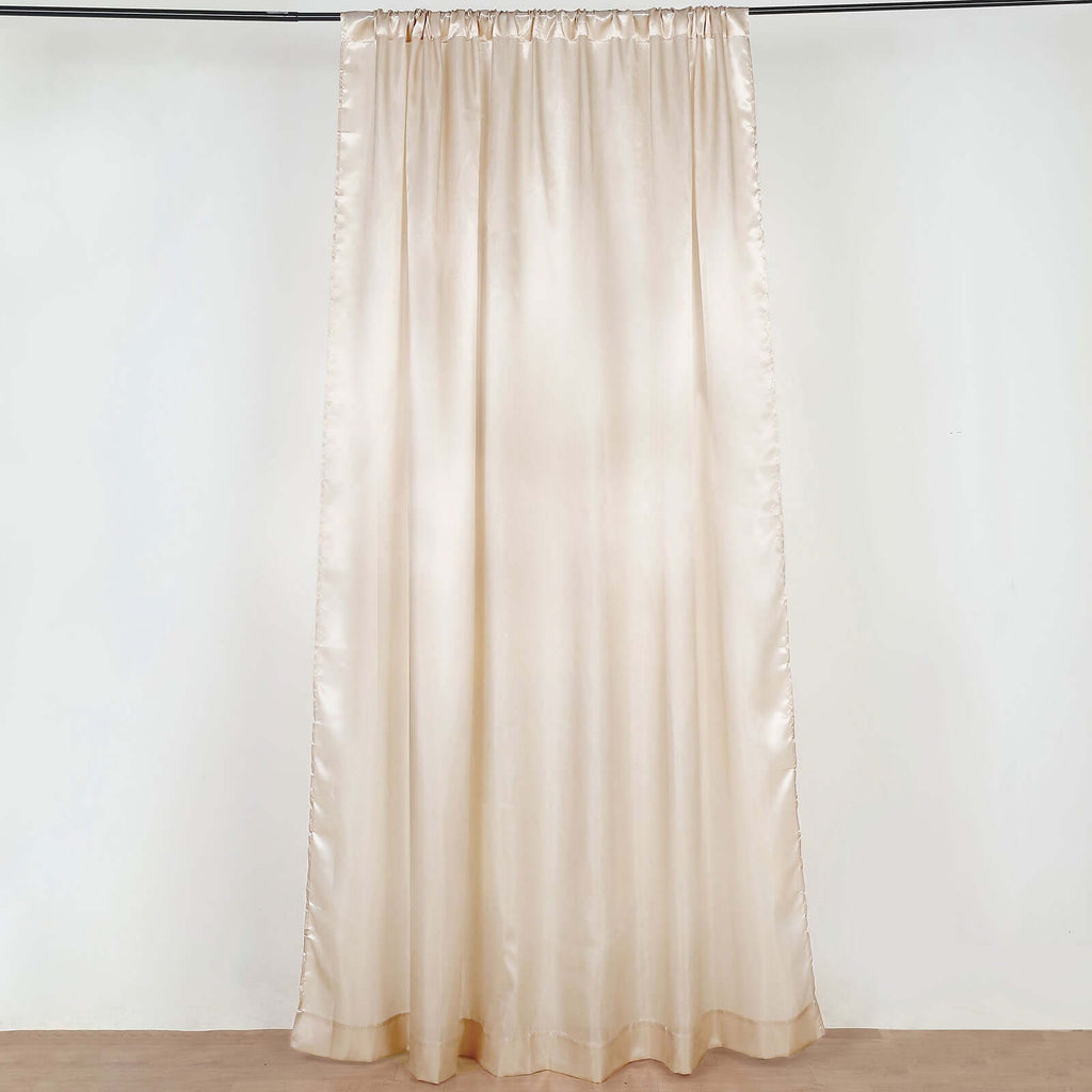 8ftx10ft Beige Satin Event Curtain Drapes, Backdrop Event Panel - Bell Racket Store
