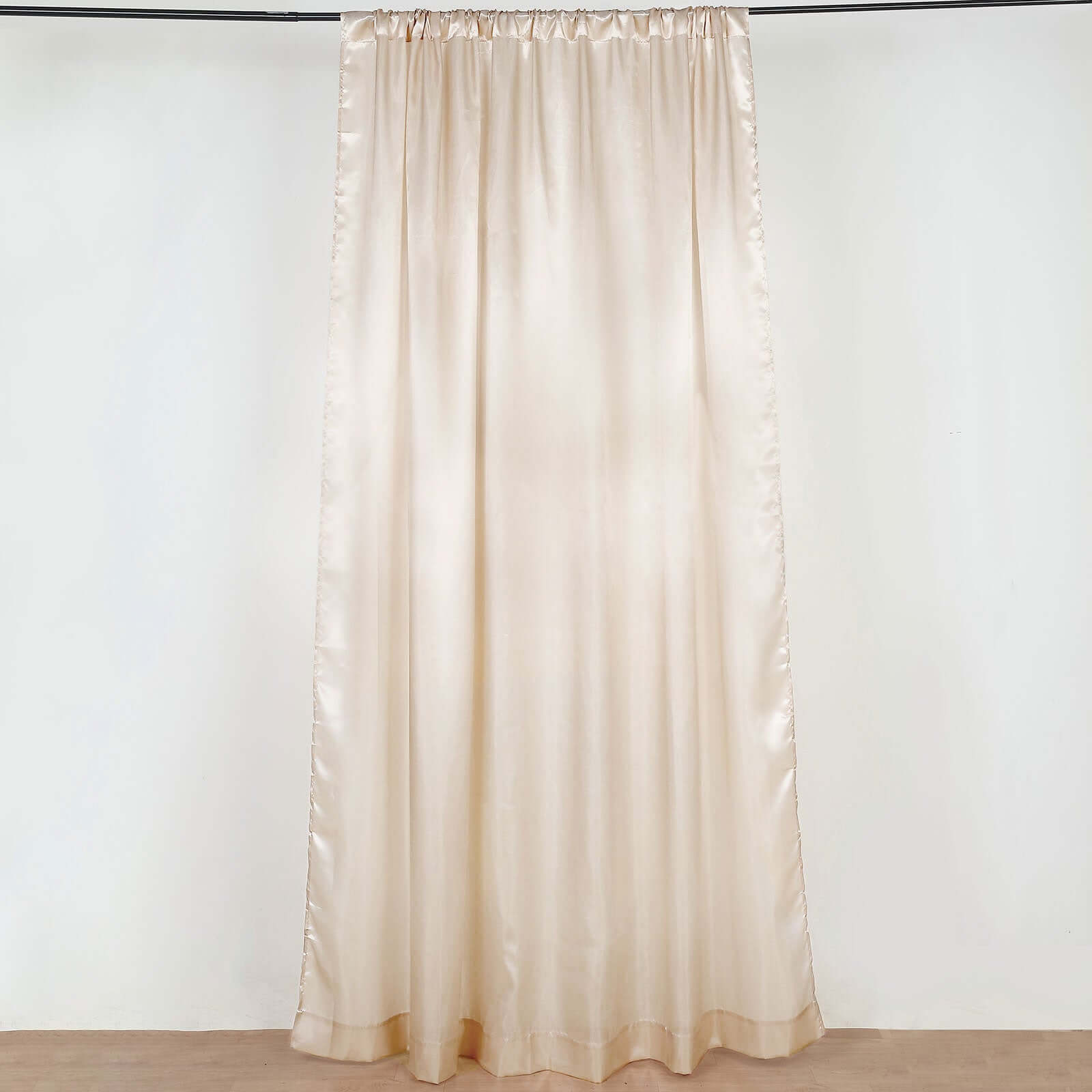 8ftx10ft Beige Satin Event Curtain Drapes, Backdrop Event Panel - Bell Racket Store