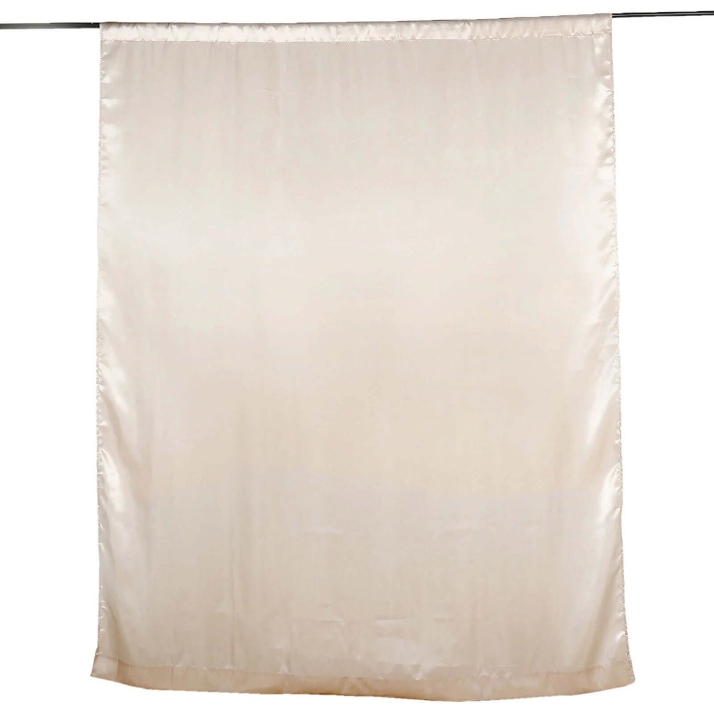 8ftx10ft Beige Satin Event Curtain Drapes, Backdrop Event Panel - Bell Racket Store