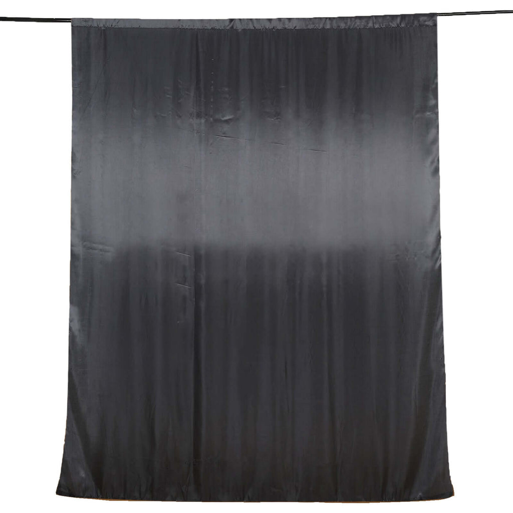 8ftx10ft Black Satin Event Curtain Drapes, Backdrop Event Panel - Bell Racket Store