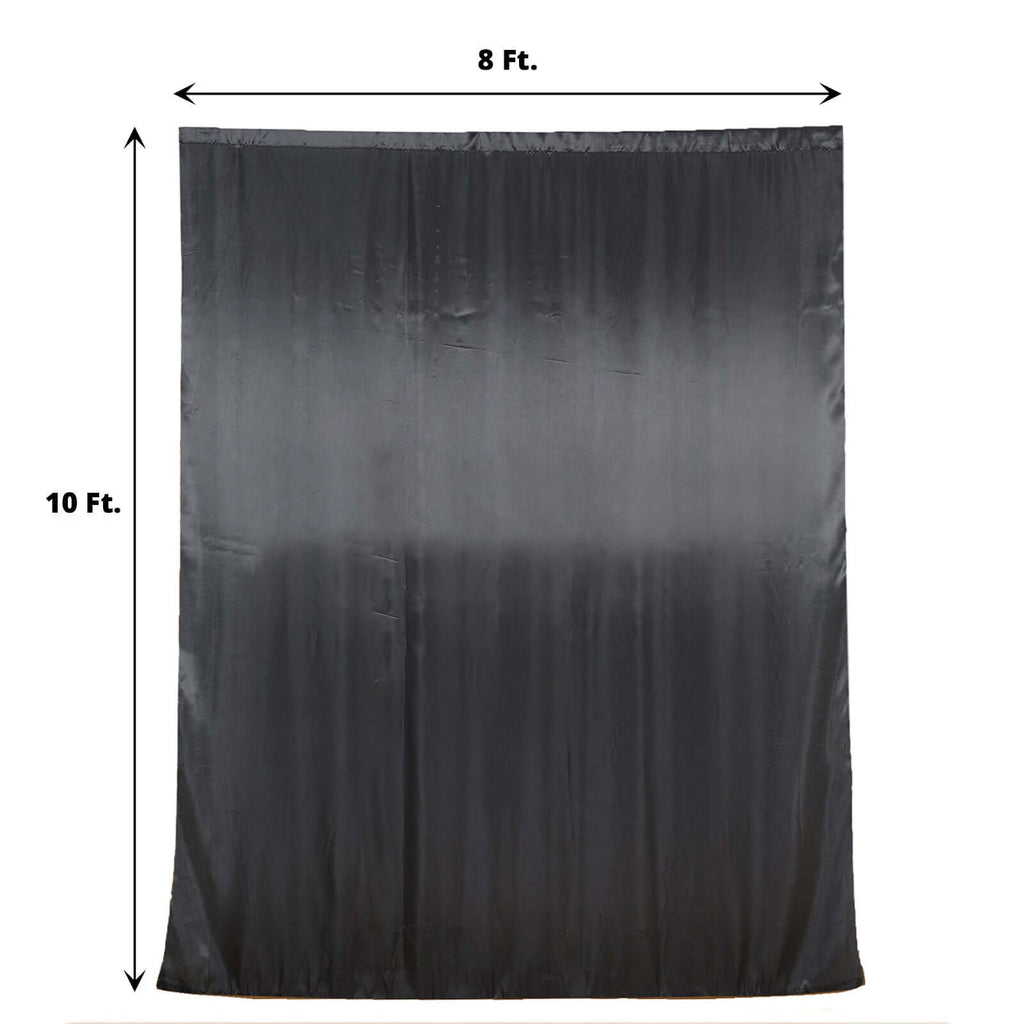 8ftx10ft Black Satin Event Curtain Drapes, Backdrop Event Panel - Bell Racket Store