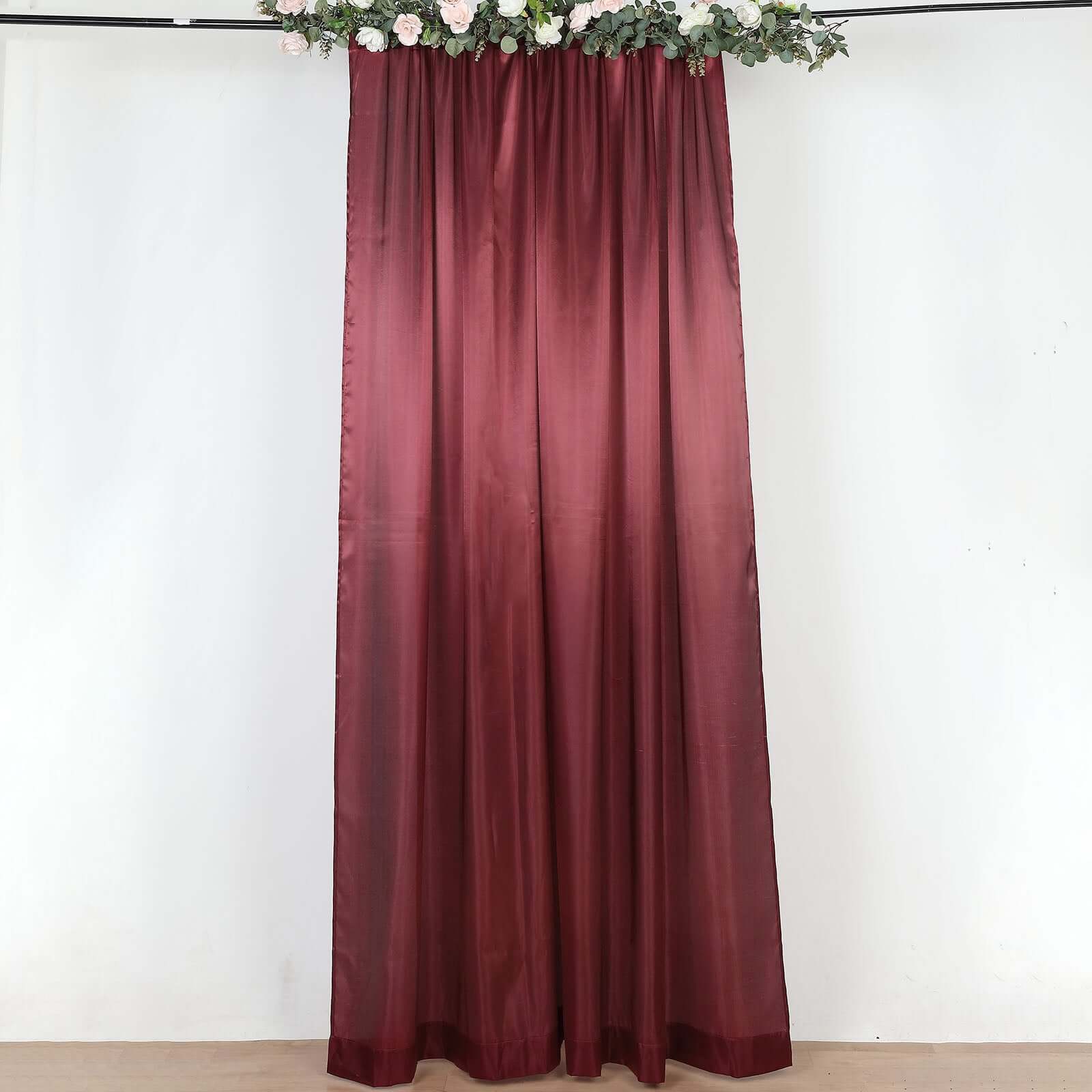 8ftx10ft Burgundy Satin Event Curtain Drapes, Backdrop Event Panel - Bell Racket Store