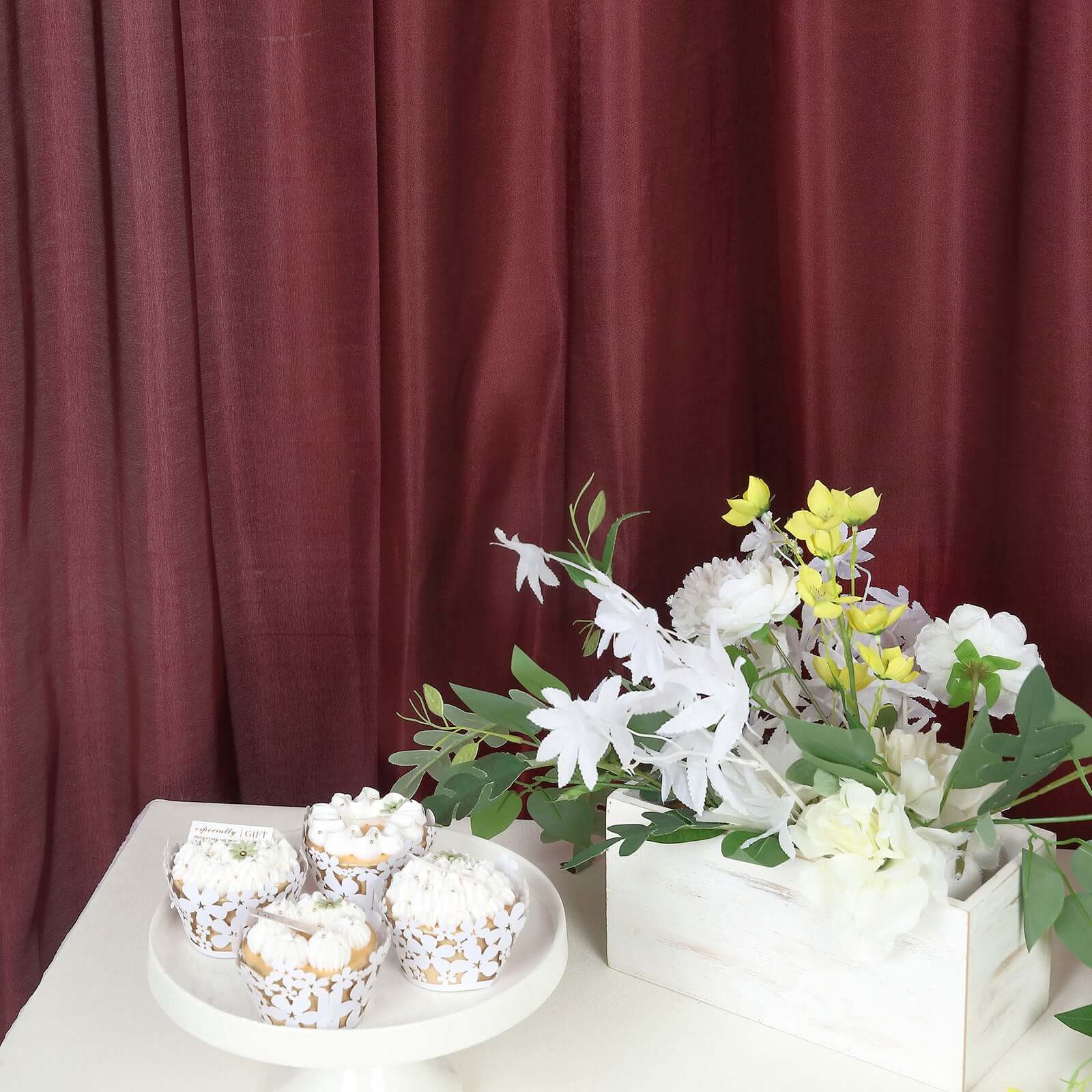 8ftx10ft Burgundy Satin Event Curtain Drapes, Backdrop Event Panel - Bell Racket Store