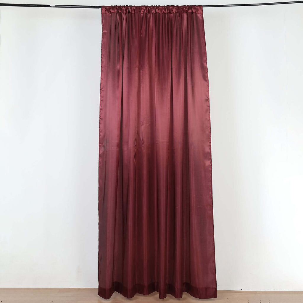 8ftx10ft Burgundy Satin Event Curtain Drapes, Backdrop Event Panel - Bell Racket Store