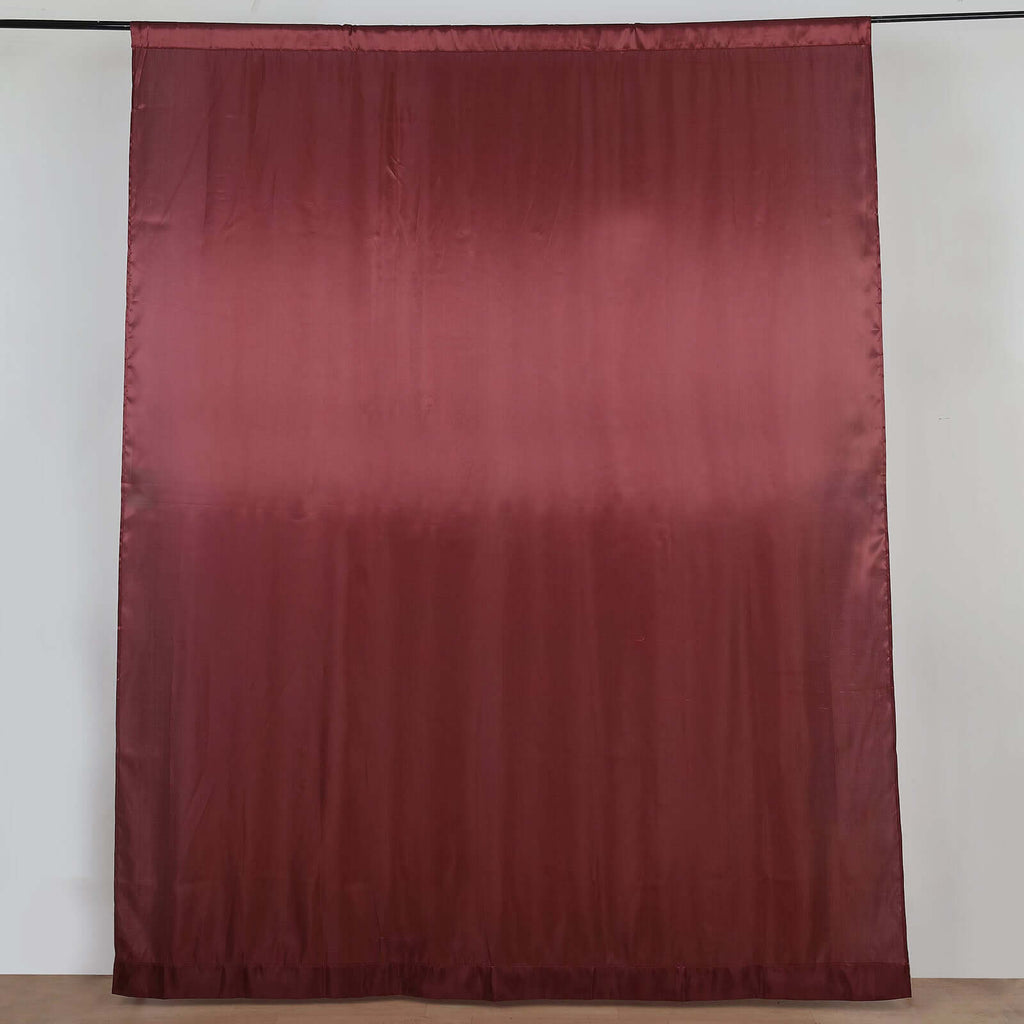 8ftx10ft Burgundy Satin Event Curtain Drapes, Backdrop Event Panel - Bell Racket Store