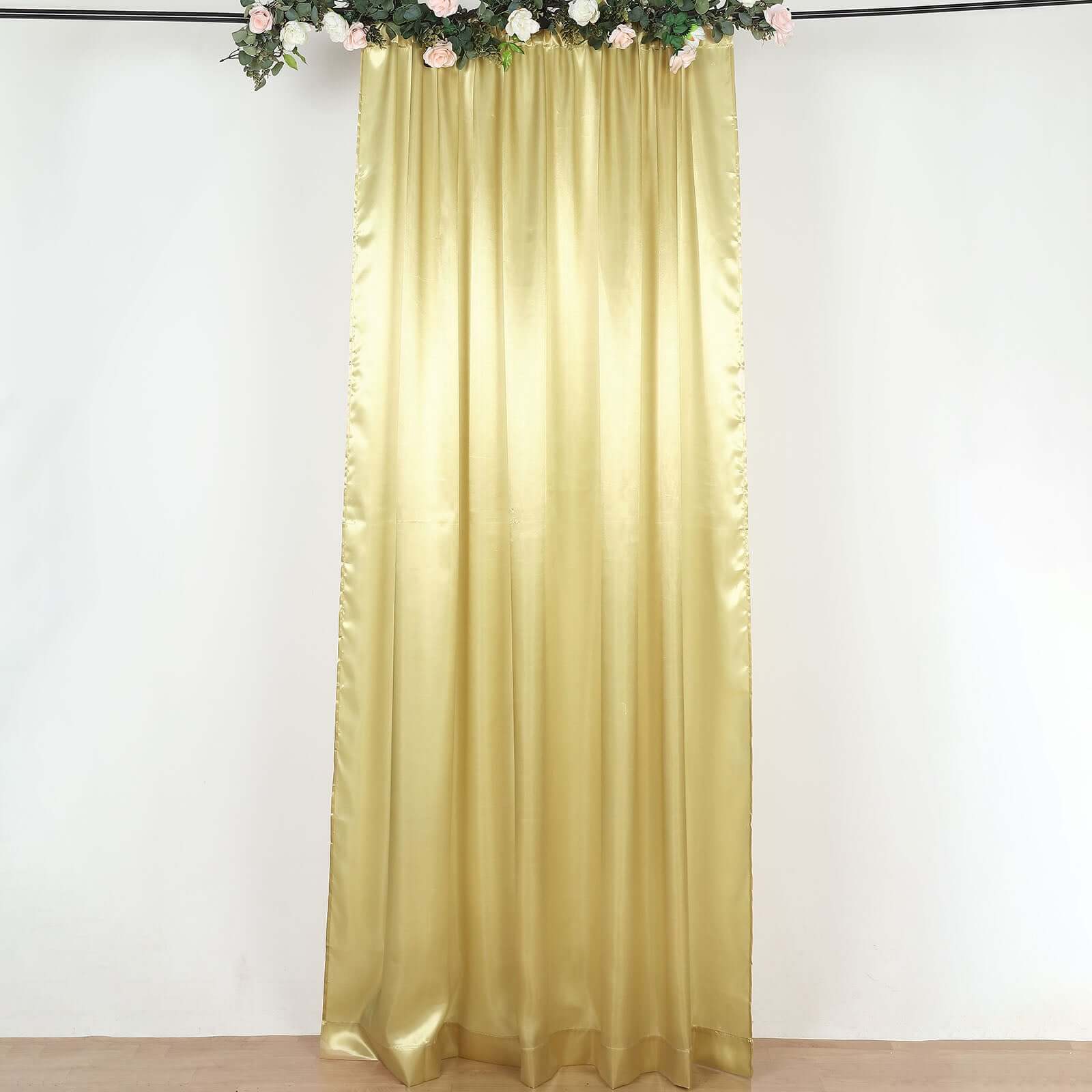 8ftx10ft Champagne Satin Event Curtain Drapes, Backdrop Event Panel - Bell Racket Store