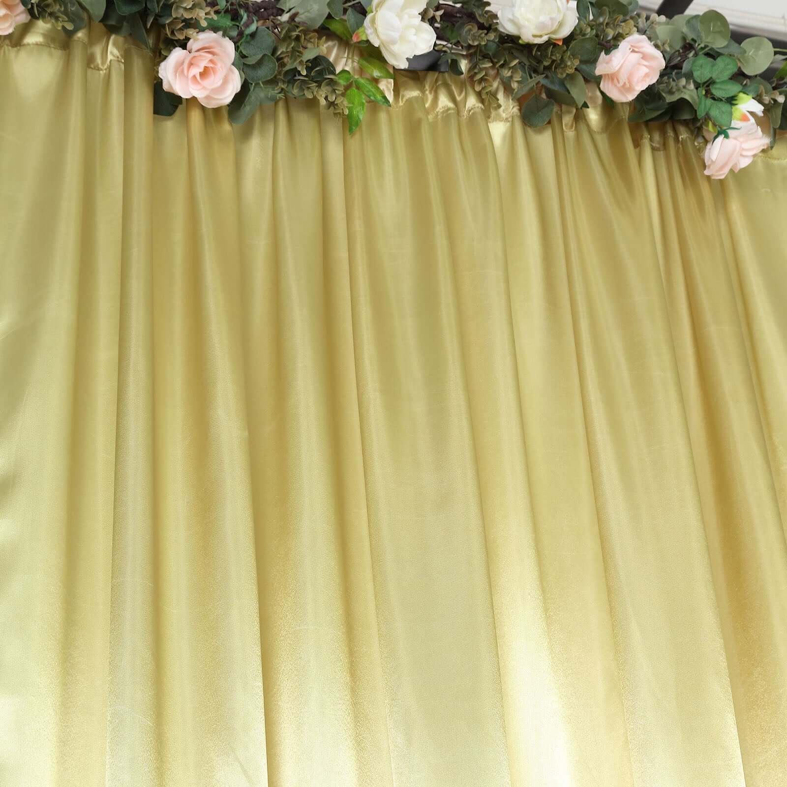 8ftx10ft Champagne Satin Event Curtain Drapes, Backdrop Event Panel - Bell Racket Store