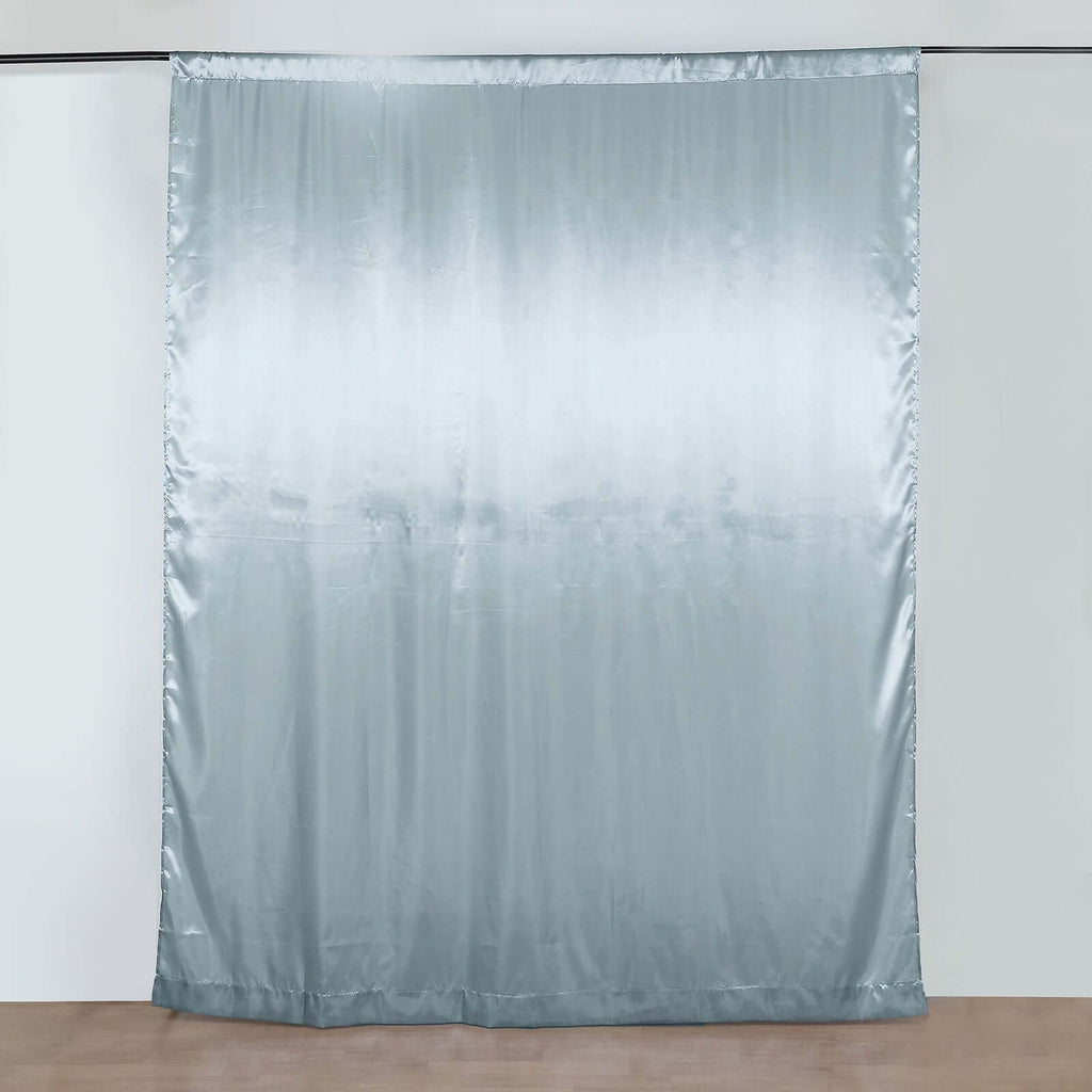 8ftx10ft Dusty Blue Satin Event Curtain Drapes, Backdrop Event Panel - Bell Racket Store