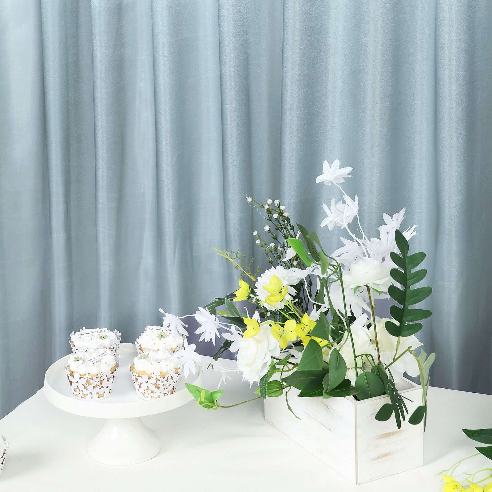 8ftx10ft Dusty Blue Satin Event Curtain Drapes, Backdrop Event Panel - Bell Racket Store