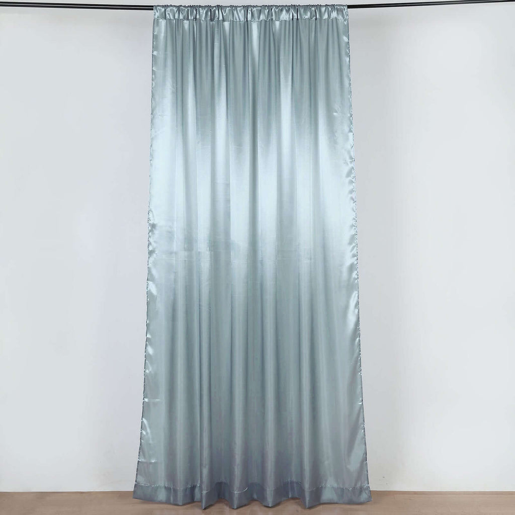 8ftx10ft Dusty Blue Satin Event Curtain Drapes, Backdrop Event Panel - Bell Racket Store