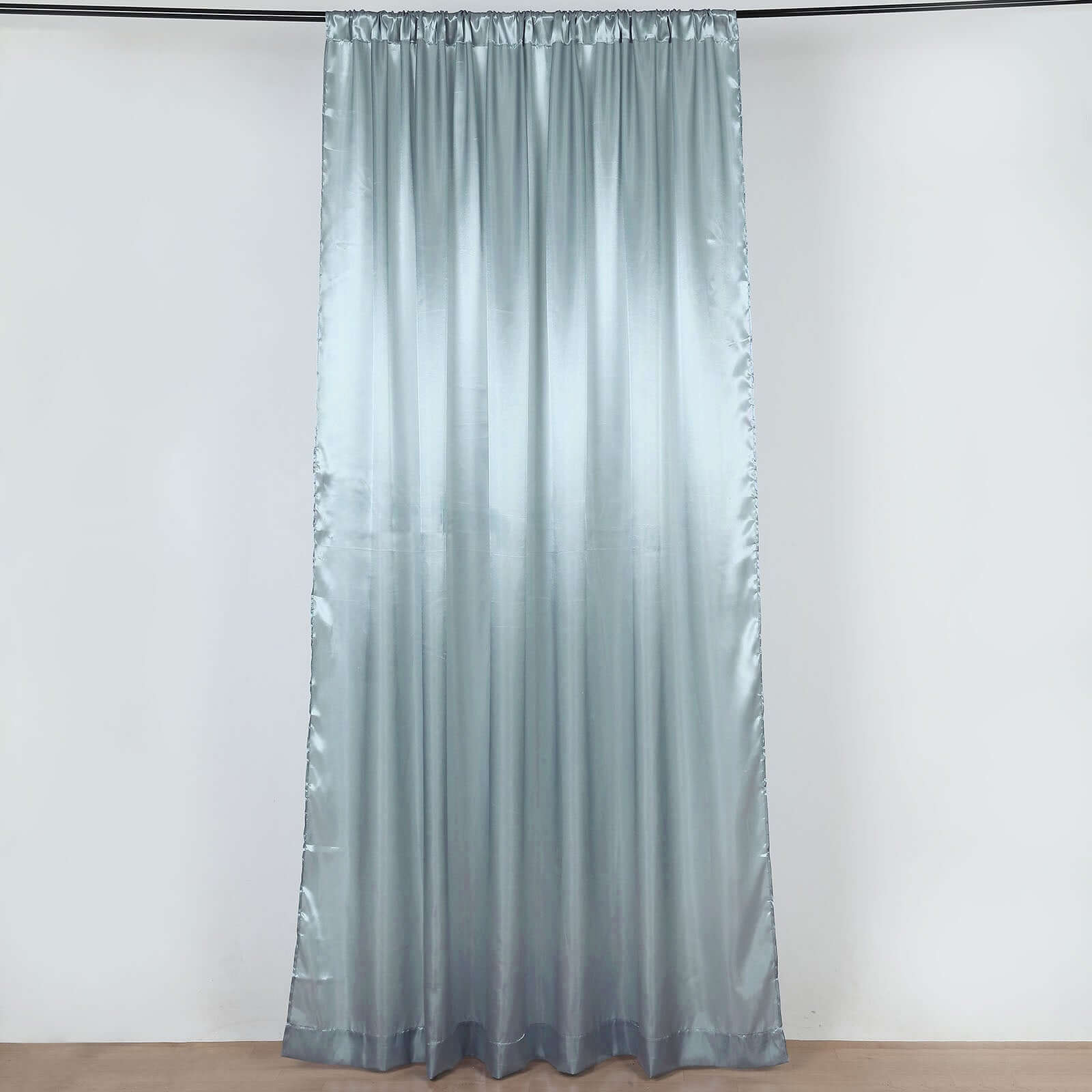 8ftx10ft Dusty Blue Satin Event Curtain Drapes, Backdrop Event Panel - Bell Racket Store