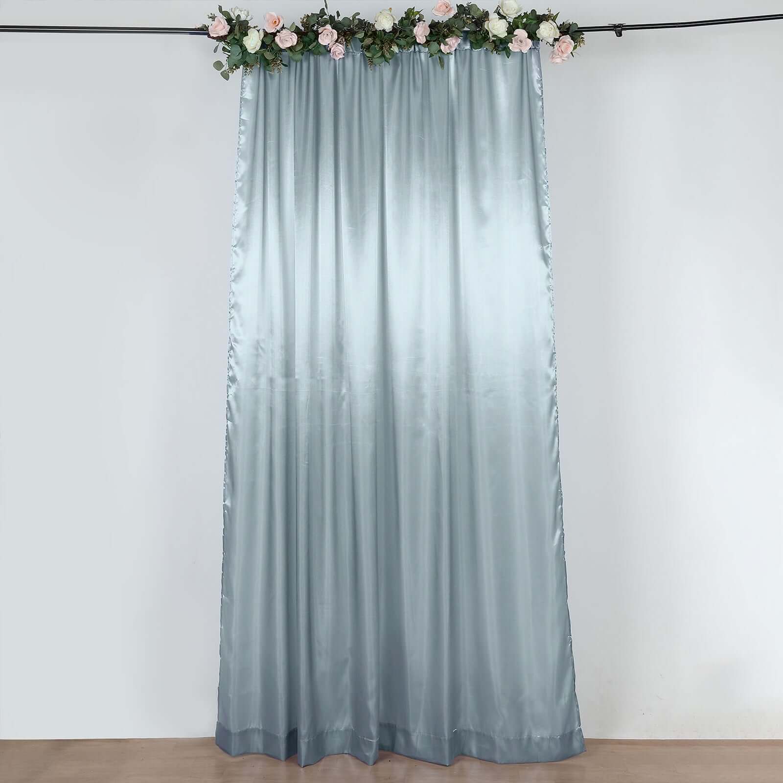 8ftx10ft Dusty Blue Satin Event Curtain Drapes, Backdrop Event Panel - Bell Racket Store