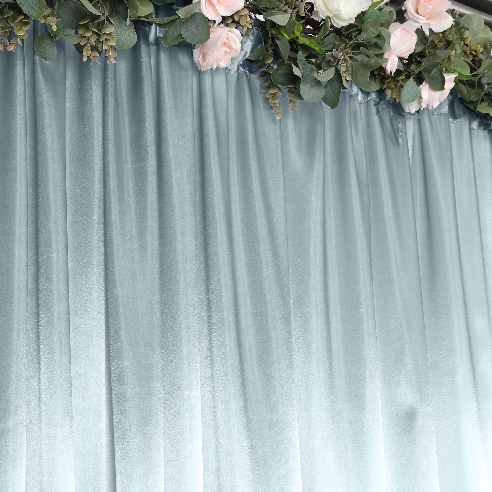 8ftx10ft Dusty Blue Satin Event Curtain Drapes, Backdrop Event Panel - Bell Racket Store