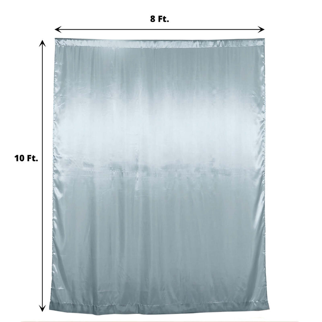 8ftx10ft Dusty Blue Satin Event Curtain Drapes, Backdrop Event Panel - Bell Racket Store