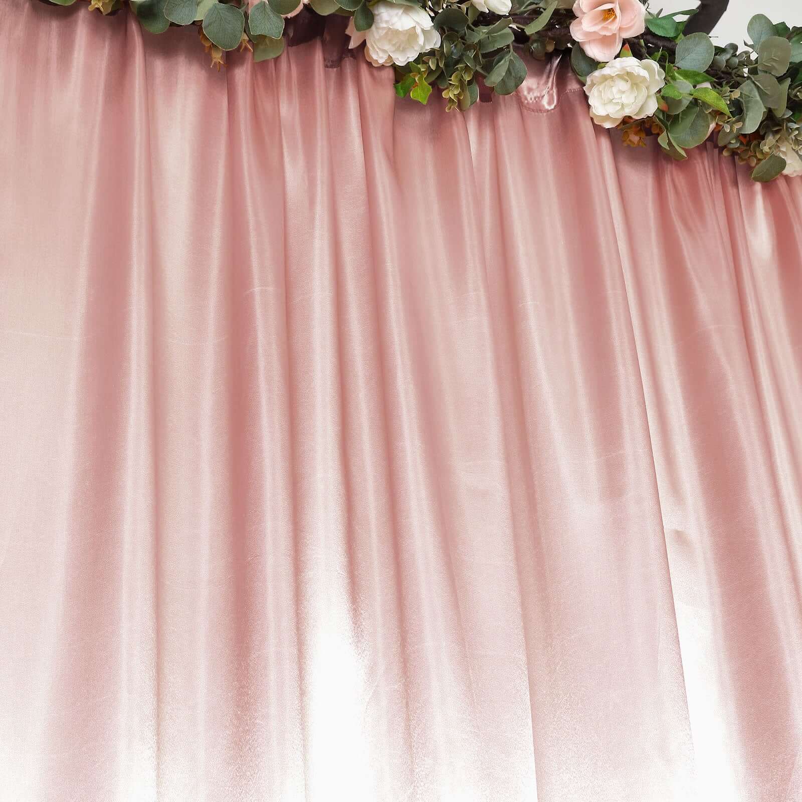 8ftx10ft Dusty Rose Satin Event Curtain Drapes, Backdrop Event Panel - Bell Racket Store
