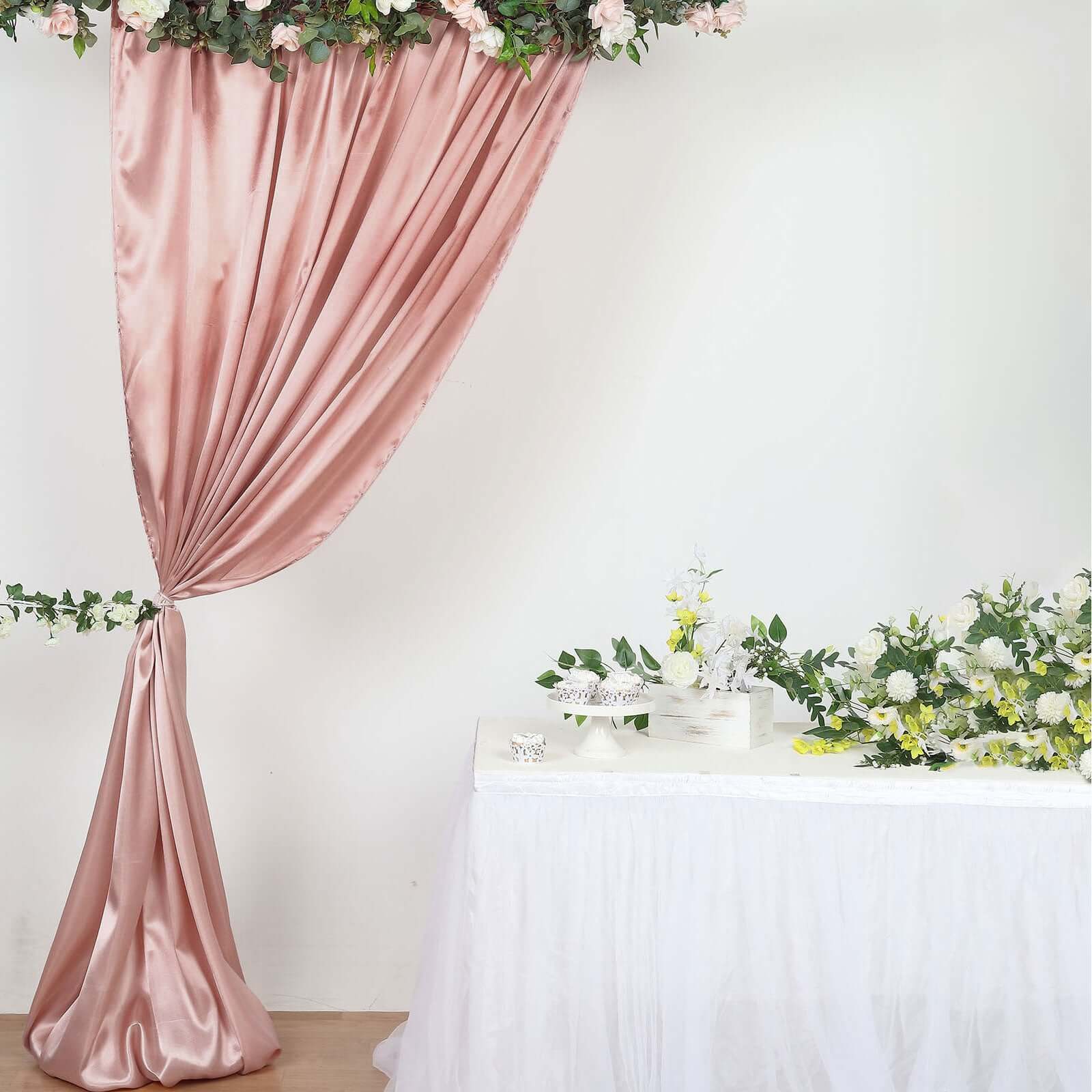 8ftx10ft Dusty Rose Satin Event Curtain Drapes, Backdrop Event Panel - Bell Racket Store