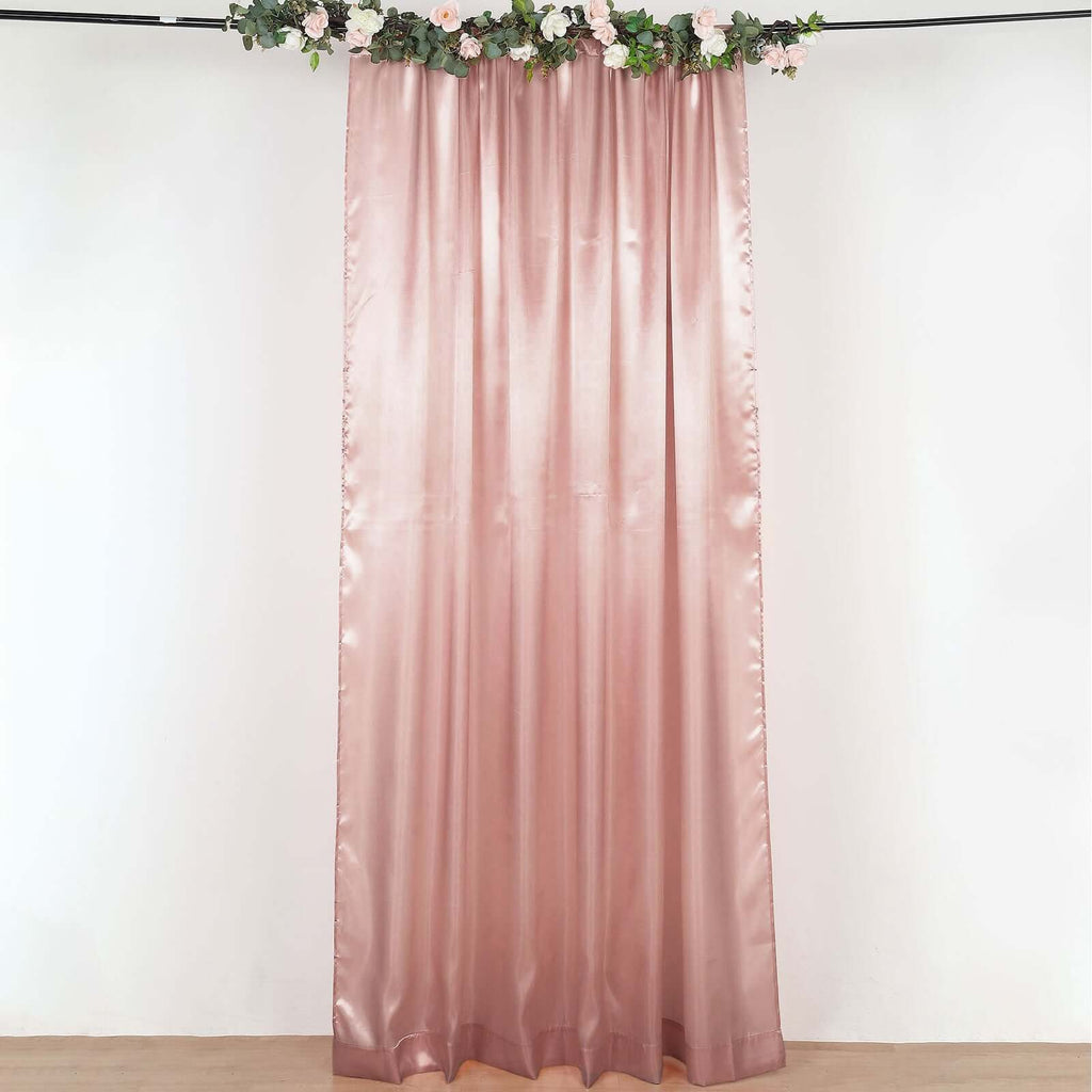 8ftx10ft Dusty Rose Satin Event Curtain Drapes, Backdrop Event Panel - Bell Racket Store