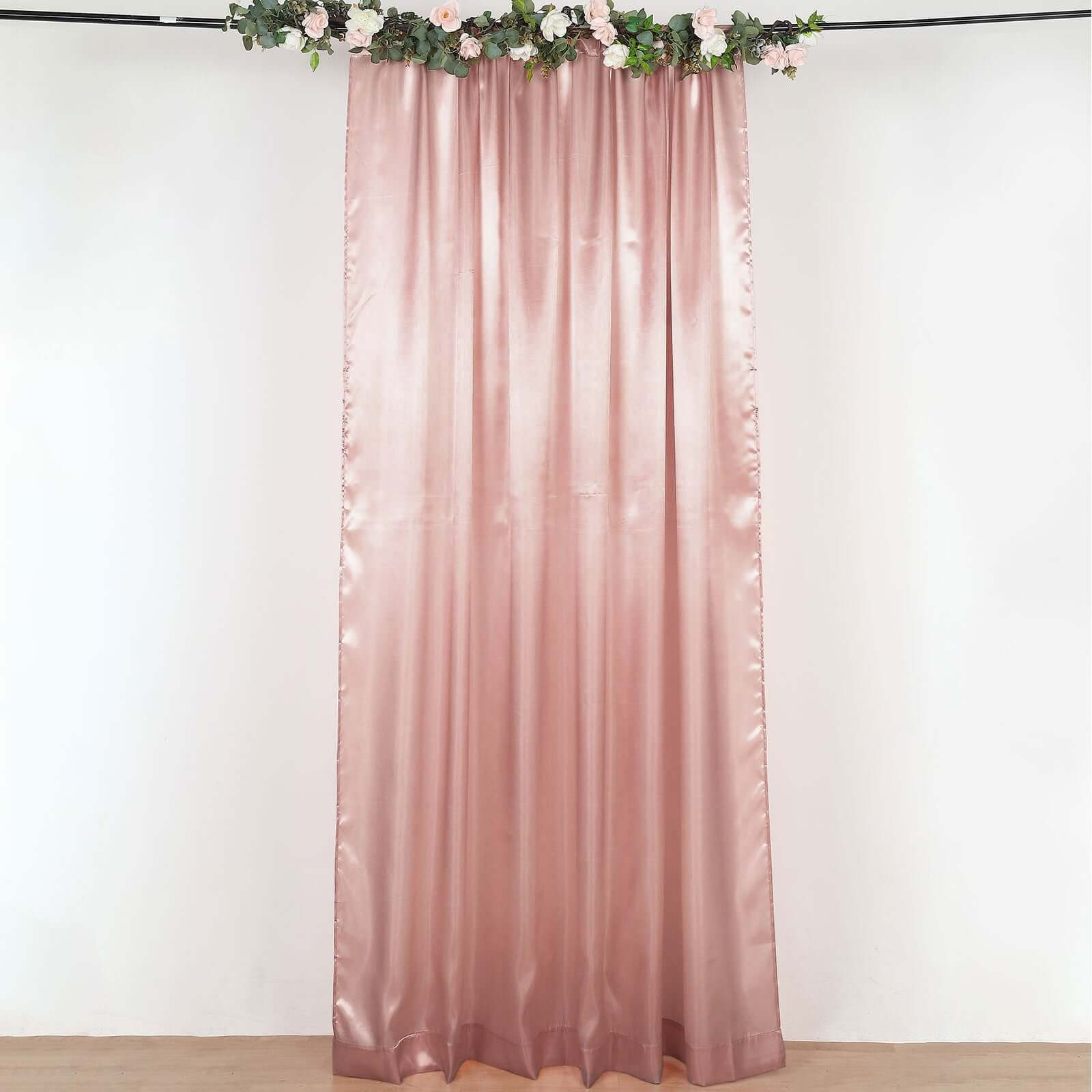 8ftx10ft Dusty Rose Satin Event Curtain Drapes, Backdrop Event Panel - Bell Racket Store
