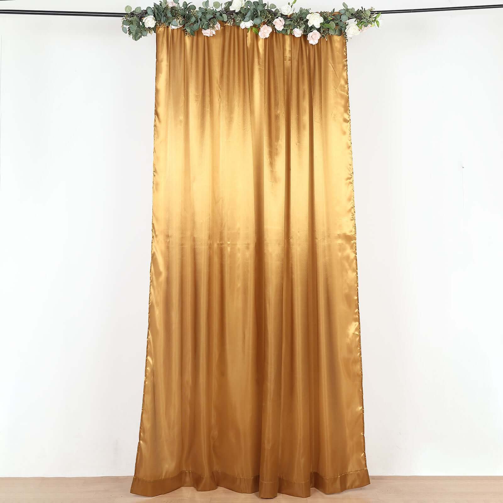 8ftx10ft Gold Satin Event Curtain Drapes, Backdrop Event Panel - Bell Racket Store