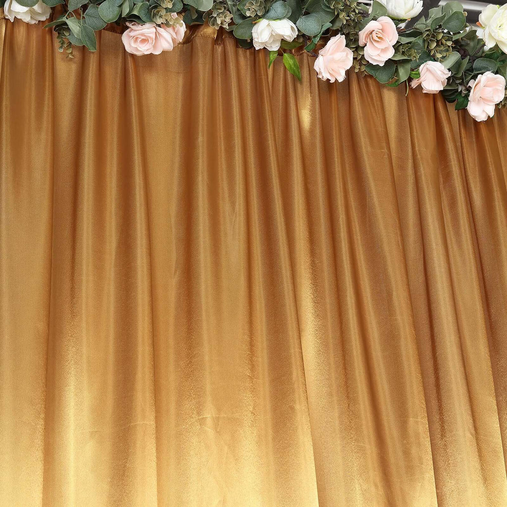 8ftx10ft Gold Satin Event Curtain Drapes, Backdrop Event Panel - Bell Racket Store