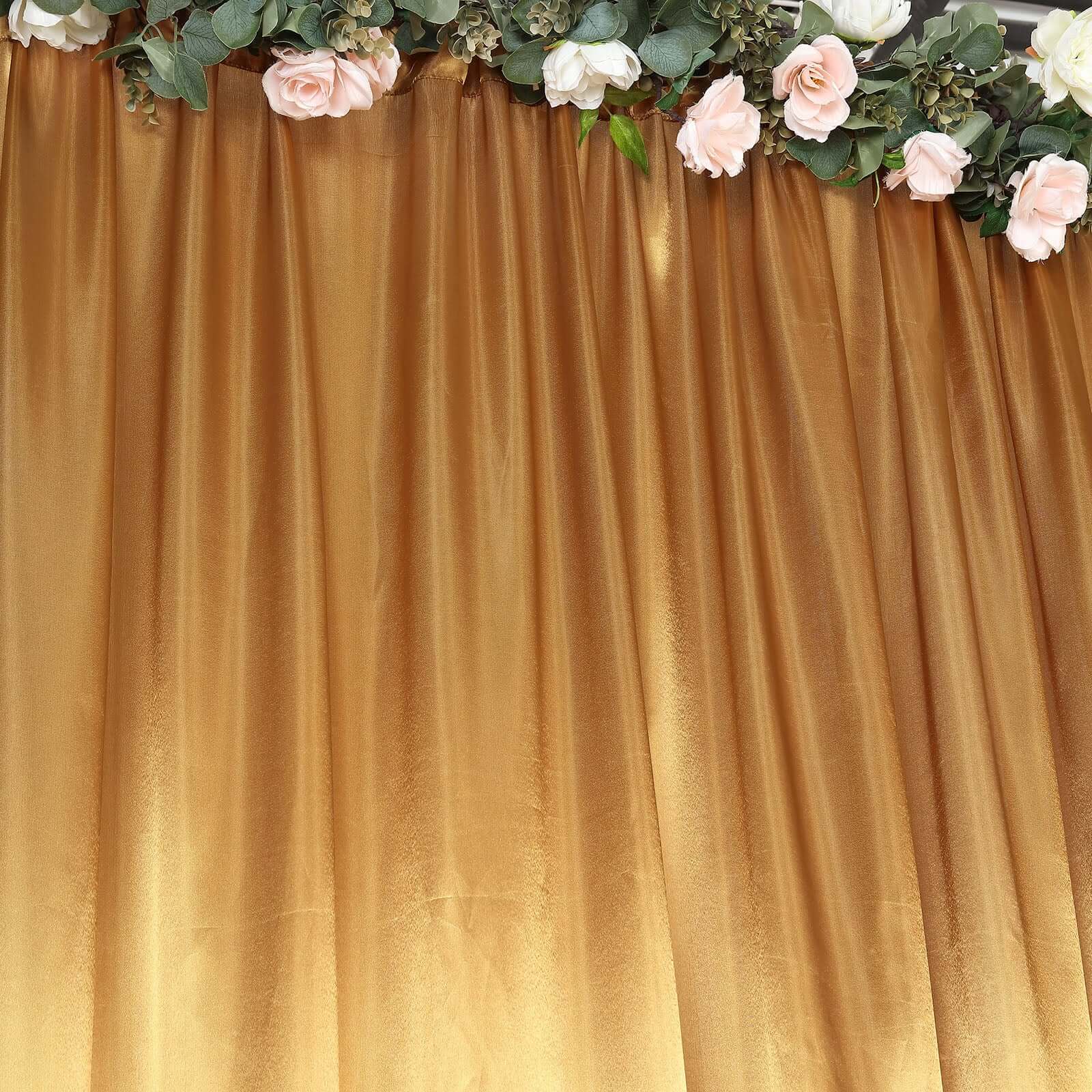 8ftx10ft Gold Satin Event Curtain Drapes, Backdrop Event Panel - Bell Racket Store