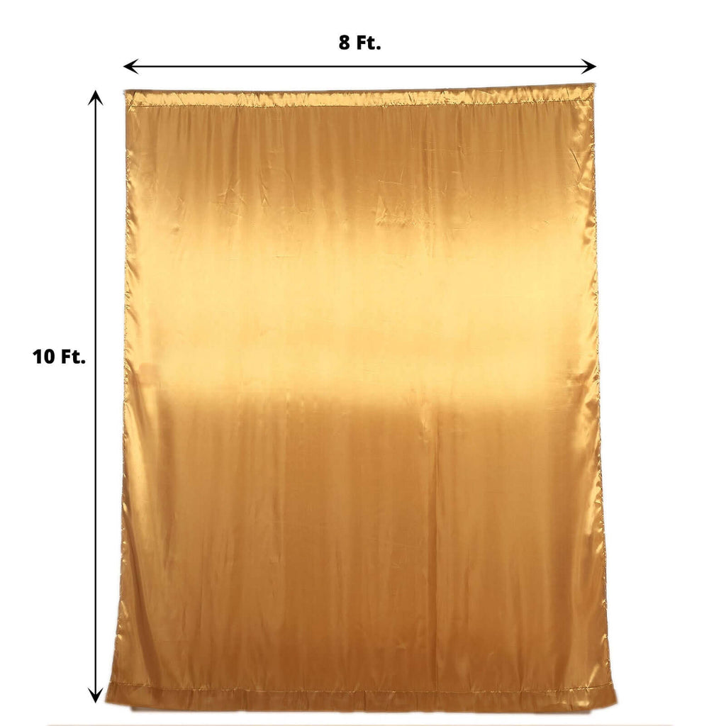 8ftx10ft Gold Satin Event Curtain Drapes, Backdrop Event Panel - Bell Racket Store