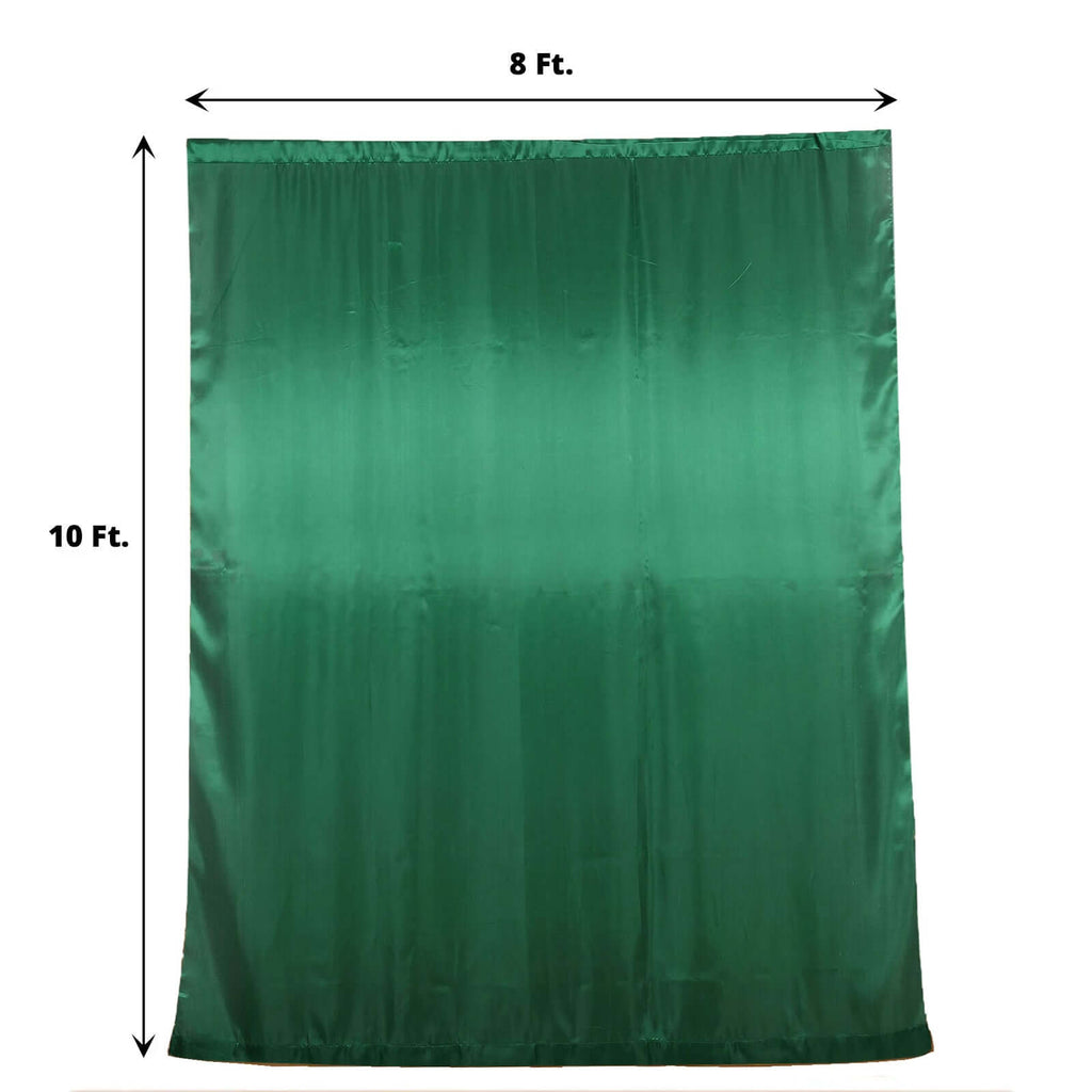 8ftx10ft Hunter Emerald Green Satin Event Curtain Drapes, Backdrop Event Panel - Bell Racket Store