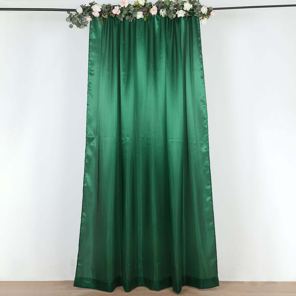 8ftx10ft Hunter Emerald Green Satin Event Curtain Drapes, Backdrop Event Panel - Bell Racket Store