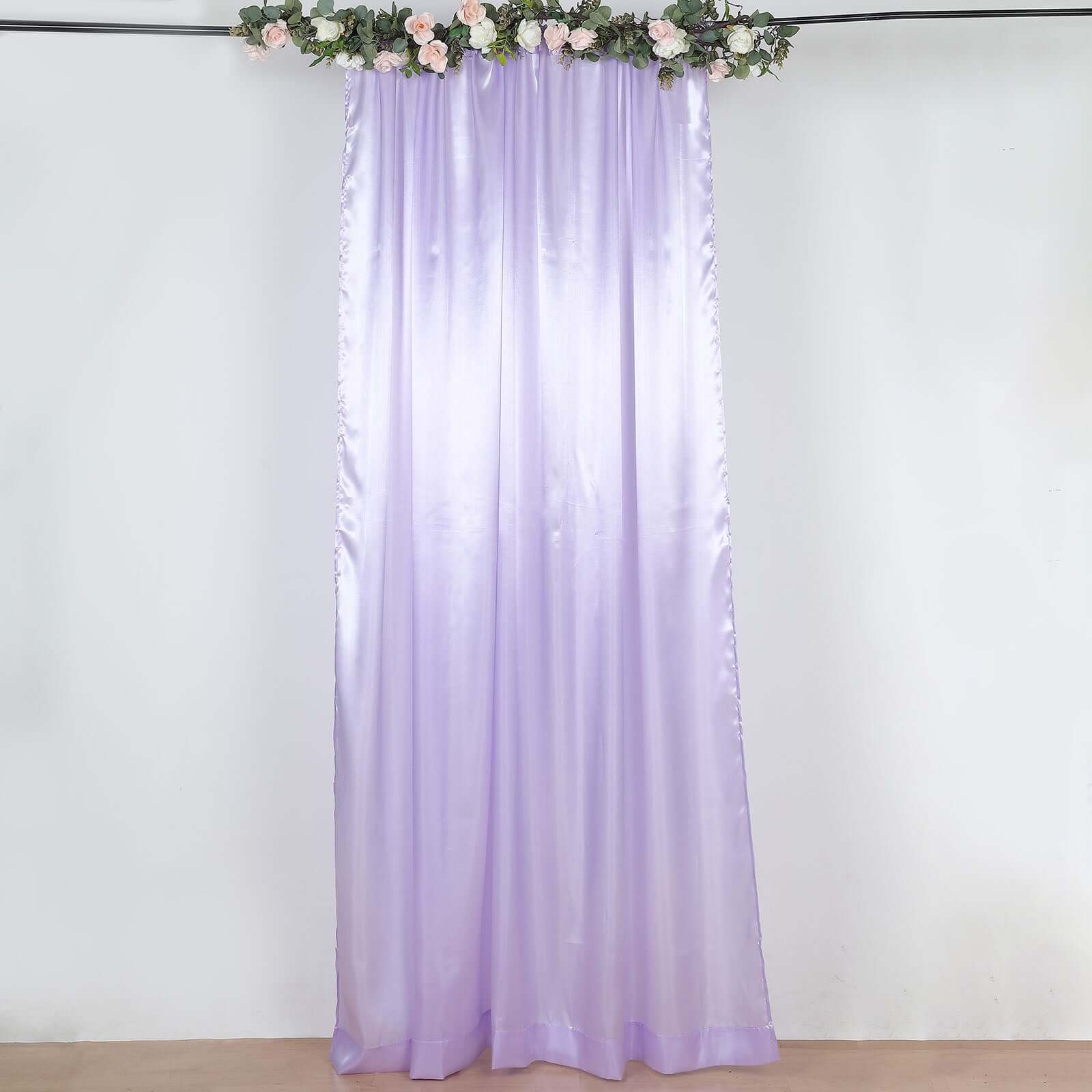 8ftx10ft Lavender Lilac Satin Event Curtain Drapes, Backdrop Event Panel - Bell Racket Store
