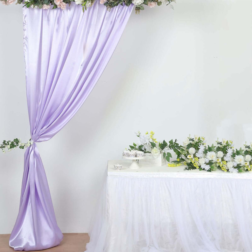 8ftx10ft Lavender Lilac Satin Event Curtain Drapes, Backdrop Event Panel - Bell Racket Store
