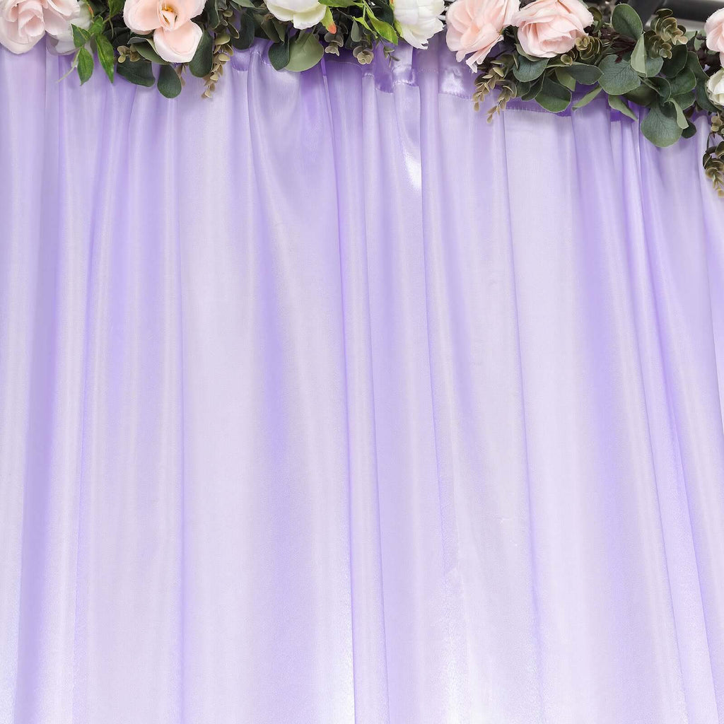 8ftx10ft Lavender Lilac Satin Event Curtain Drapes, Backdrop Event Panel - Bell Racket Store