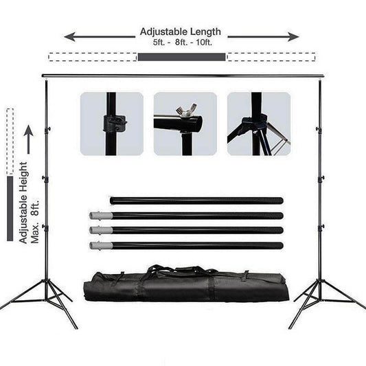 8ftX10ft Metal Adjustable Photography Backdrop Stand Kit and FREE Clips - NestOCart