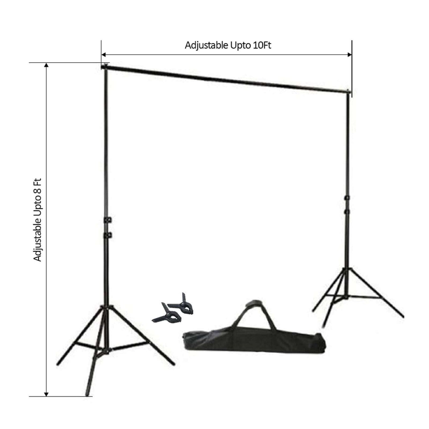 8ftX10ft Metal Adjustable Photography Backdrop Stand Kit and FREE Clips - NestOCart