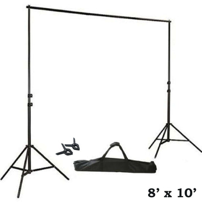 8ftX10ft Metal Adjustable Photography Backdrop Stand Kit and FREE Clips - NestOCart