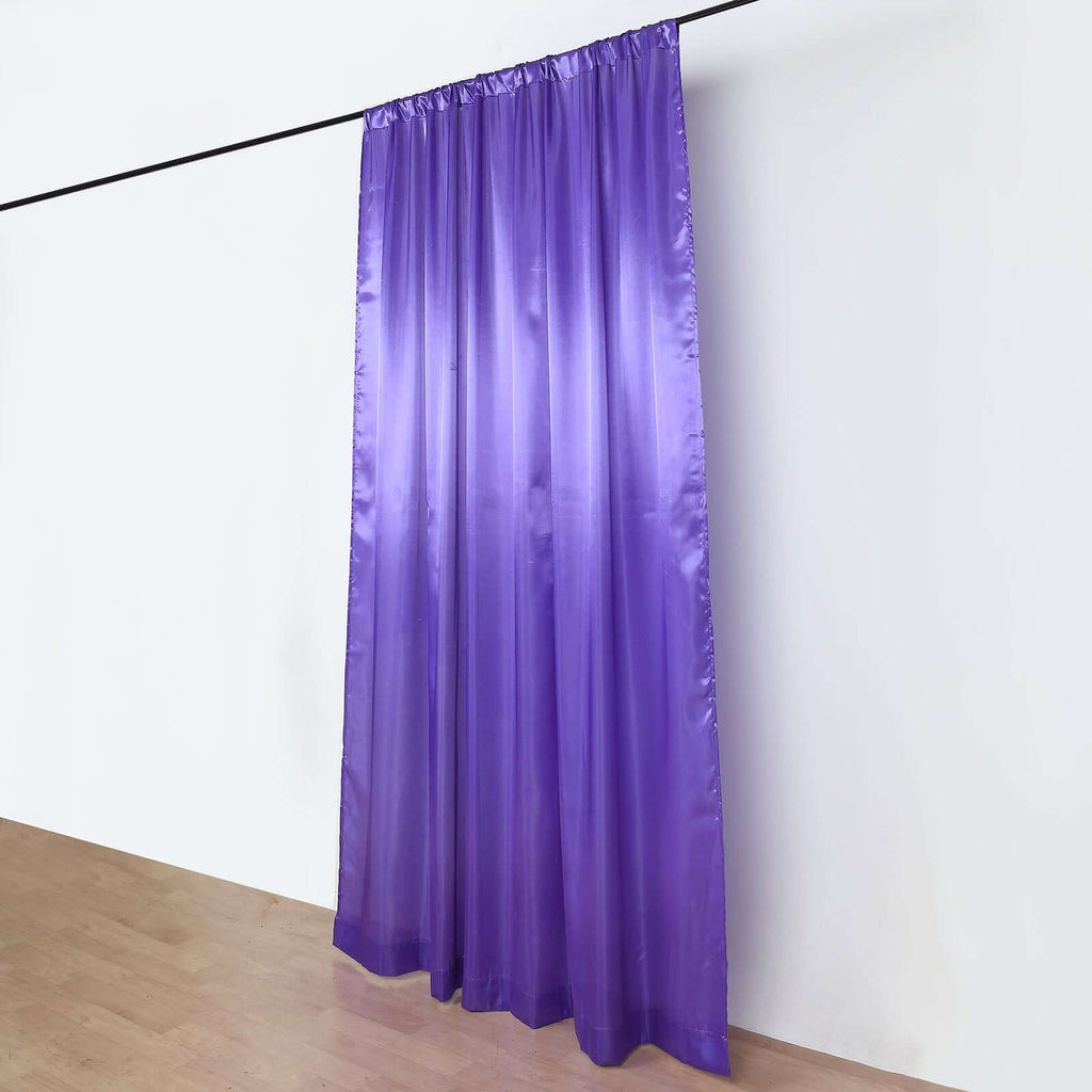 8ftx10ft Purple Satin Event Curtain Drapes, Backdrop Event Panel - Bell Racket Store