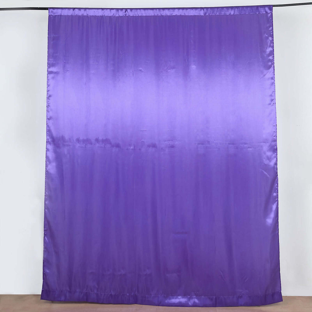 8ftx10ft Purple Satin Event Curtain Drapes, Backdrop Event Panel - Bell Racket Store